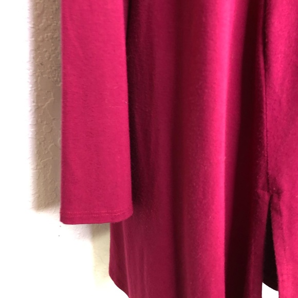 Eileen Fisher wine red long sleeve double slit hem tunic top size Medium - Picture 7 of 14